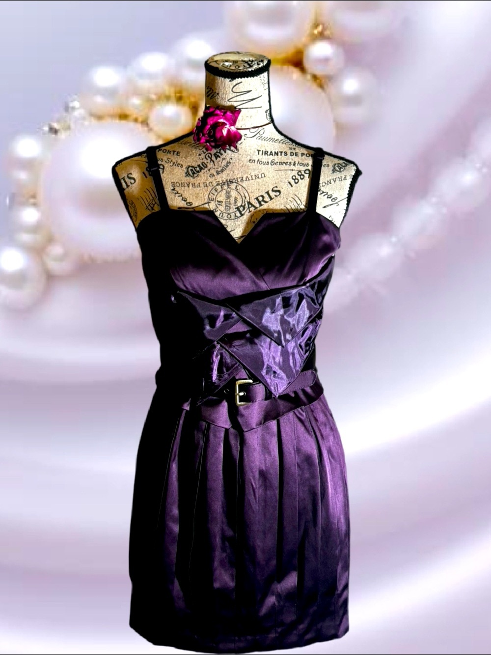 Twelve by Twelve Strapless Satin Purple Cocktail Dress